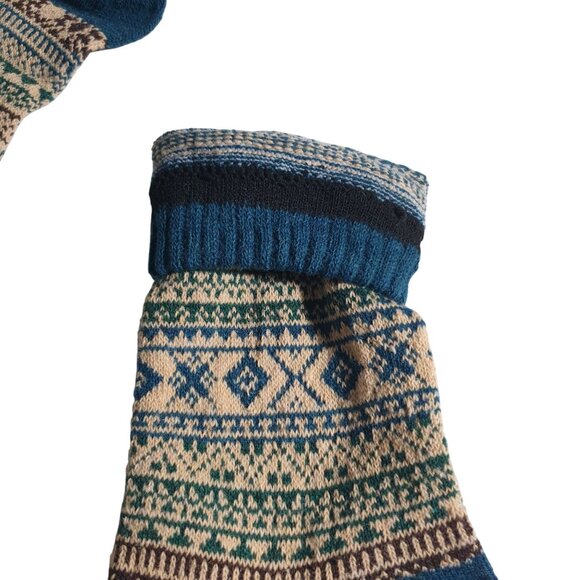 Tribal Print Knit Men Socks Multicolor  Warm Cozy Cabin Core Crew Winter Gift - Picture 4 of 4